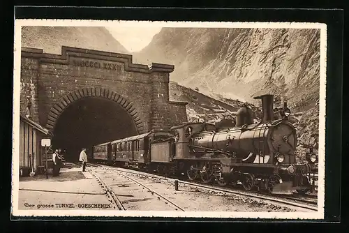 AK Goeschenen, Gotthardbahn, Der grosse Tunnel