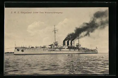 AK S.M.S. Helgoland unter Dampf