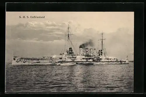 AK Kriegsschiff SMS Ostfriesland, Backbordseite