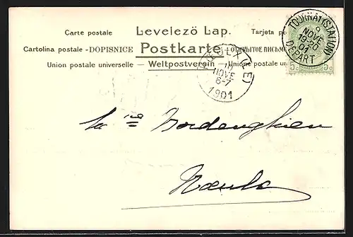 Lithographie Katze mit Jungen in Körbchen