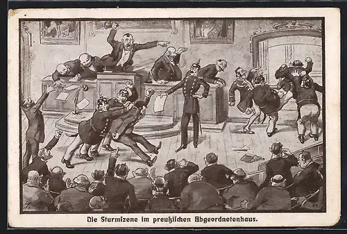 AK Die Turmszene im preussischen Abgeordnetenhaus, Sitzung des Abgeordnetenhauses 1912