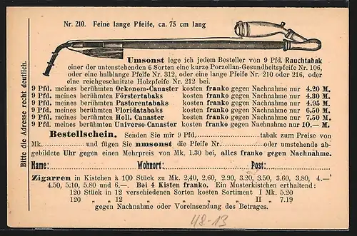 Künstler-AK Heidelberg, J. P. Rumpf Süddeutsche Tabak- und Zigarren-Industrie, Herren-Remontoir-Uhr