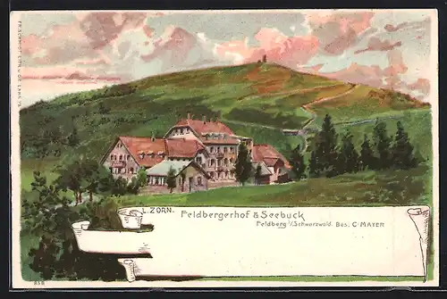 Künstler-AK Ludwig Zorn: Feldberg i / Schwarzwald, Feldbergerhof & Seebuck