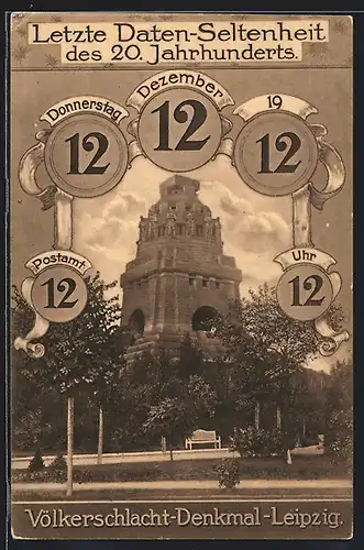 AK Leipzig, Völkerschlacht-Denkmal, besonderes Datum 12.12.12