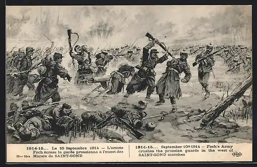 AK Saint-Gond, L`armée Foch ecrase la garde prussienne a l`ouest des Marais, 1914