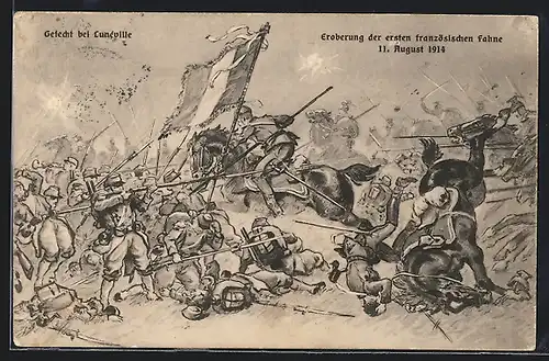 AK Lunéville, Eroberung der ersten französischen Fahne am 11.08.1914