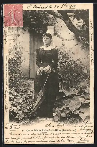 AK Jeune Fille de La Mothe St-Héray, Tracht aus Aquitanien / Aquitaine