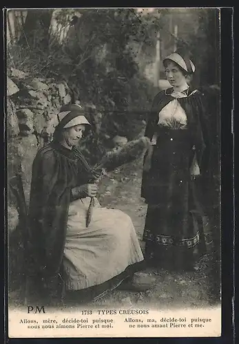 AK Types Creusois, Mutter und Tochter in Tracht