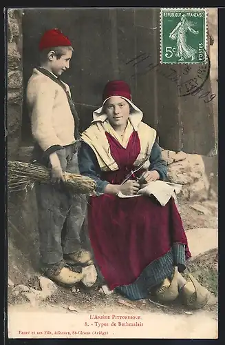 AK Types de Bethmalais, Mädchen und Knabe