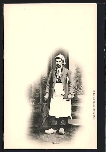 AK Rhône-Alpes, Bressan, Mann in Tracht