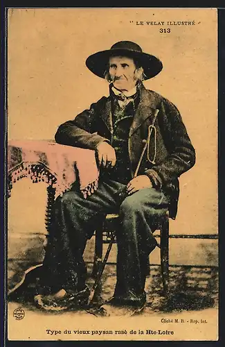 AK Hte-Loire, Type du vieux paysan rasé, Auvergne