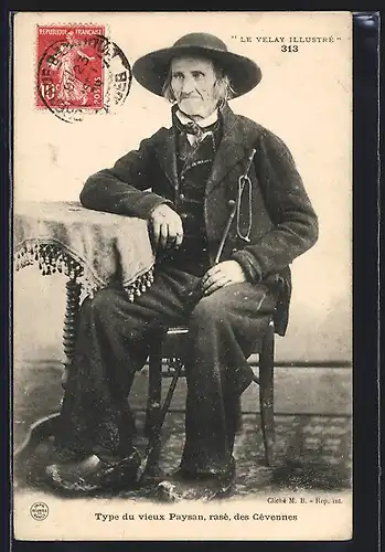 AK Type du vieux Paysan, rasé, des Cévennes, Auvergne