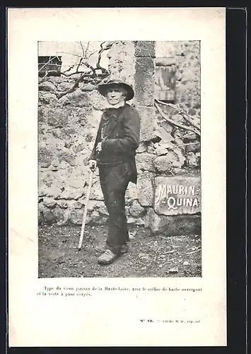 AK Type du vieux paysan de la Haute-Loire, avec le collier de barbe auvergnat et la veste à pans coupés