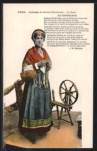 AK Costume de Savoie (Tarantaise), Le Rouet, Auvergne