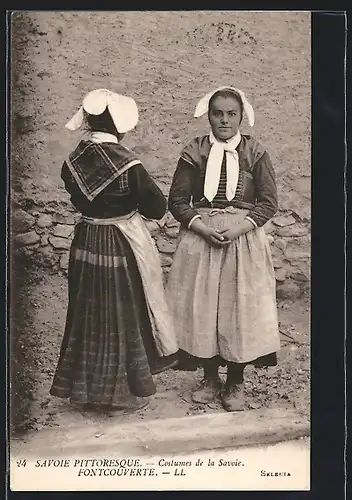 AK Costumes de la Savoie, Fontcouverte, Auvergne