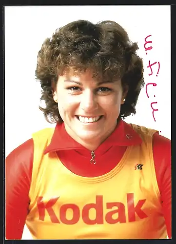 AK Skisportlerin Michela Figini, Portrait, Autograph