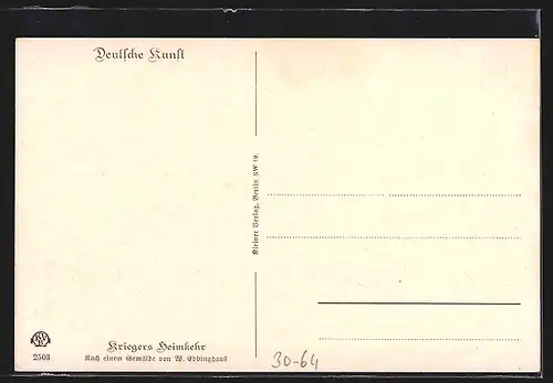 Künstler-AK Deutscher Soldat, ausgzeichnet mit Eisernem Kreuz, kehrt heim