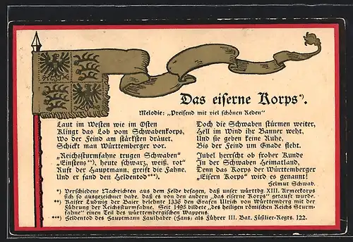 AK Das eiserne Korps, Wappen, Spruch