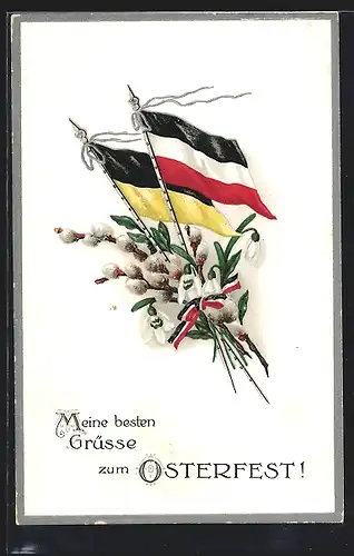 AK Ostergruss mit den Zweibund-Fahnen