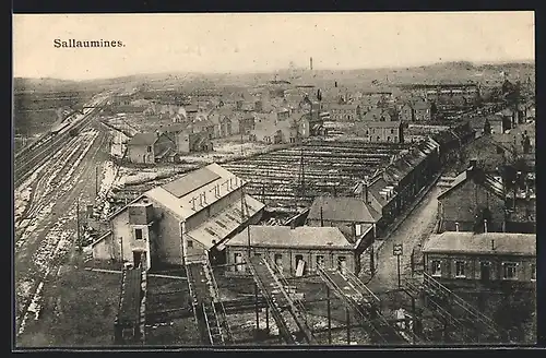 AK Sallaumines, Panorama mit Bahnhof