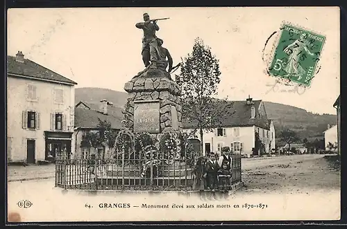 AK Granges, Monument eleve aux soldats morts en 1870-71