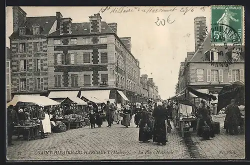 AK Saint-Hilaire-du-Harcouet, La Place Nationale, Markttag