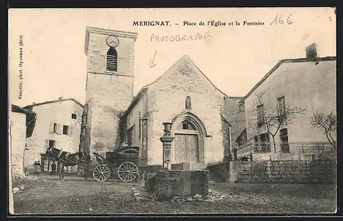 AK Merignat, Place de l`Eglise et la Fontaine