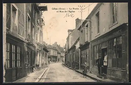 AK Céton, La Poste et Rue de l`Eglise
