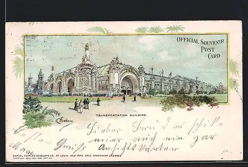 AK St. Louis, World`s Fair 1904, Transportation Building, Ausstellung