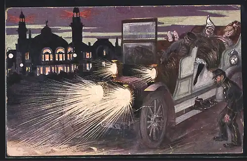 AK Zürich, III. Schweizerische Automobil-. Fahrrad- und Motorboot-Ausstellung 1907, Scherz