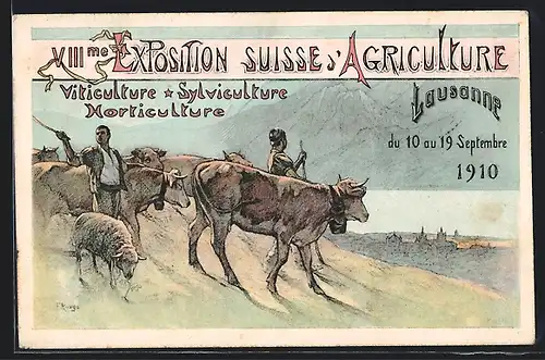 Künstler-AK Lausanne, VIIIme Exposition Suisse d`Agriculture, Ausstellung, Hirten