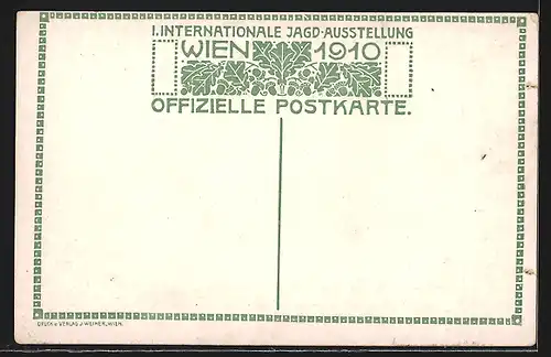 Künstler-AK Ulf Seidl: Wien, 1. Intern. Jagd-Ausstellung 1910, Wiener Restaurant