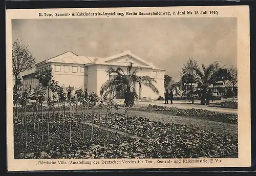 AK Berlin, II. Ton-, Zement- und Kalkindustrie-Ausstellung 1910, Baumschulenweg, Römische Villa