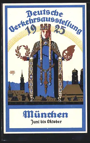 Künstler-AK Siegmund von Suchodolski: München, Deutsche Verkehrsausstellung 1925, Grafik