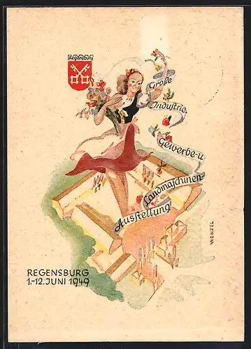 AK Regensburg, Grosse Industrie. Gewerbe- u. Landmaschinen-Ausstellung 1949