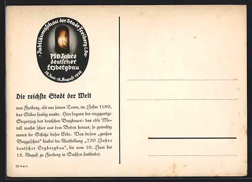 AK Freiberg i. Sa., Jubiläumsschau 750 Jahre deutscher Erzbergbau 1938