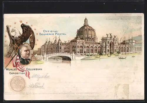 Lithographie New York, NY, World`s Columbian Exposition, Government Building