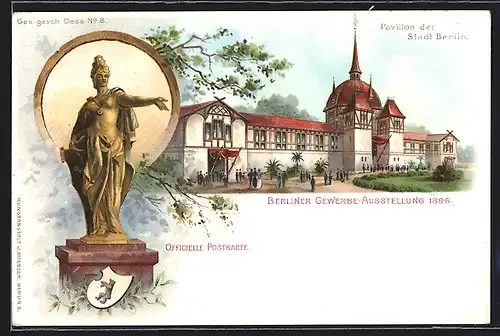 AK Berlin, Gewerbe Ausstellung 1896, Pavillon der Stadt Berlin, Wappen