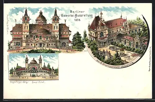 Lithographie Berlin, Gewerbe Ausstellung 1896, Ausstellung für Chemie, Bau- & Ingenieurwesen-Ausstellung