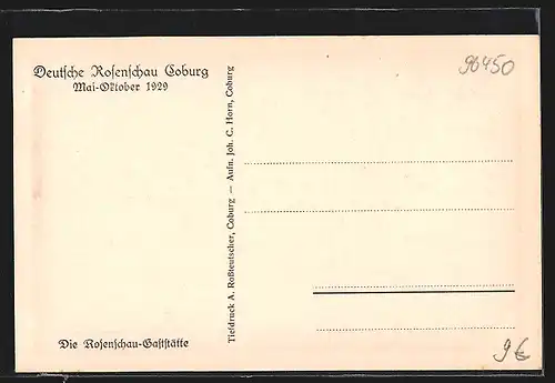 AK Coburg, Deutsche Rosenschau 1929, Die Rosenschau-Gaststätte