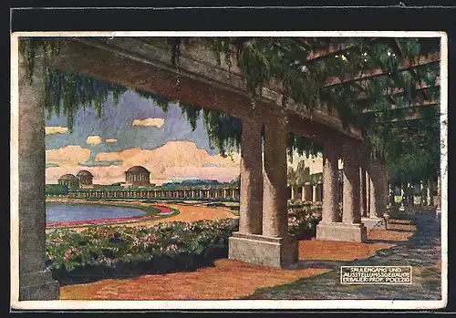 AK Breslau, Ausstellung zur Jahrhundertfeier der Freiheitskriege 1913, Säulengang