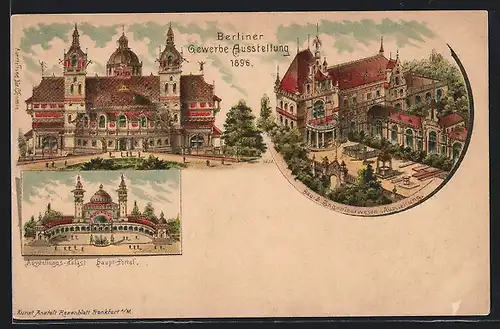 Lithographie Berlin, Gewerbe Ausstellung 1896, Ausstellung für Chemie, Bau- & Ingenieurwesen-Ausstellung