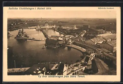 AK Malmö, Baltiska Utställningen 1914, Vy över utställningen fran Stora Tornet