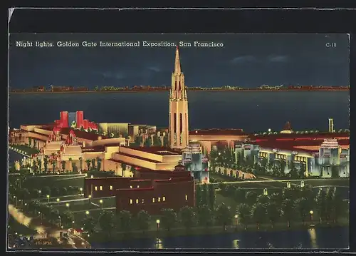 AK San Francisco, Golden Gate International Exposition, Night lights, Ausstellung