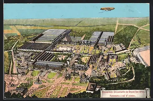 AK Bruxelles, Exposition Universelle 1910, Panorama à vol d` oiseau