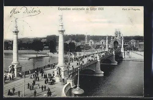 AK Liége, Exposition Universelle 1905, Besucher auf grosser Brücke