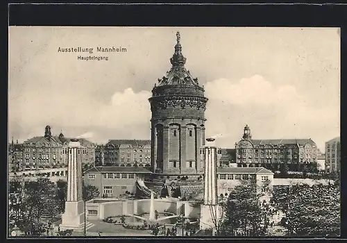 AK Mannheim, Jubiläumskarte 1607-1907, Ausstellung, Ausstellungshalle