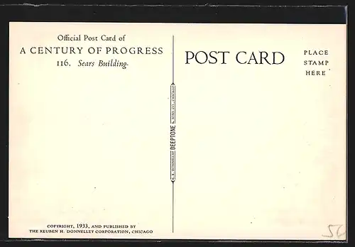 Künstler-AK Chicago, A Century of Progress, Sears Building, Ausstellung