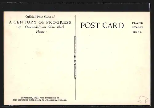 Künstler-AK Chicago, Worlds Fair, Owens-Illinois Glass Block House