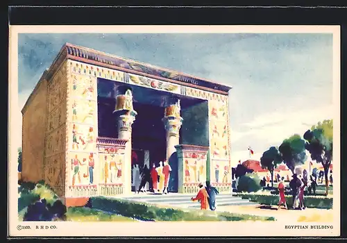 Künstler-AK Chicago, A Century of Progress, Egyptian Building, Ausstellung